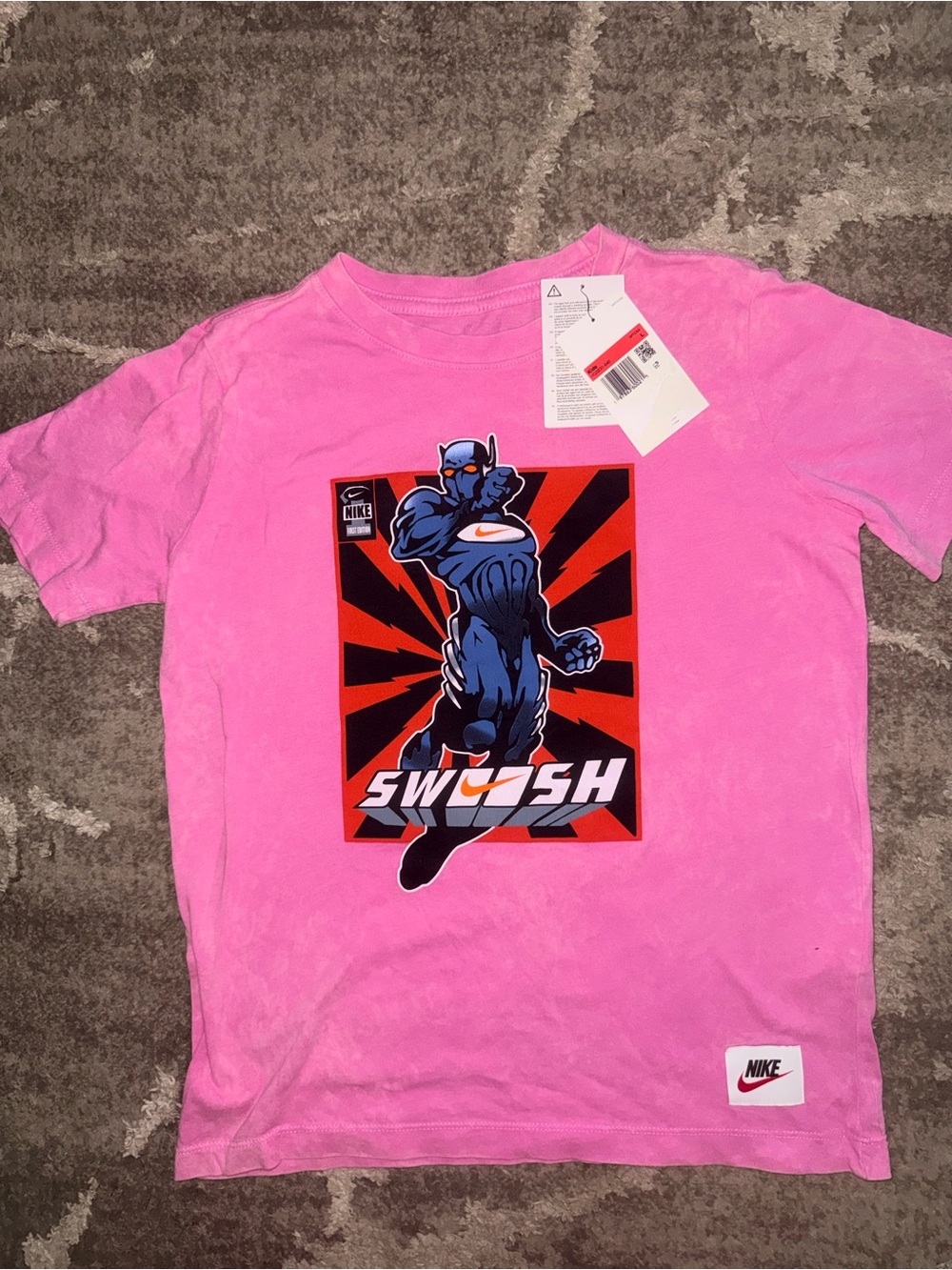 Nike Swooshman Superhero Graphic Pink T-Shirt Kids L NWT
